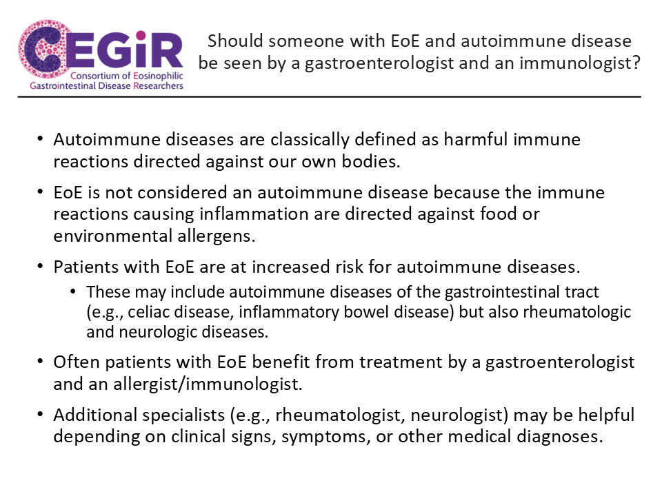ausEEorg's tweet image. We thank the Consortium of Eosinophilic Gastrointestinal Disease Researchers (CEGIR) for their dedication to investigate and answer patient questions.

More answers to patient questions from CEGIR can be found on their website: cegir.rarediseasesnetwork.org/index.php/freq…

#EOSAWARE #CEGIR