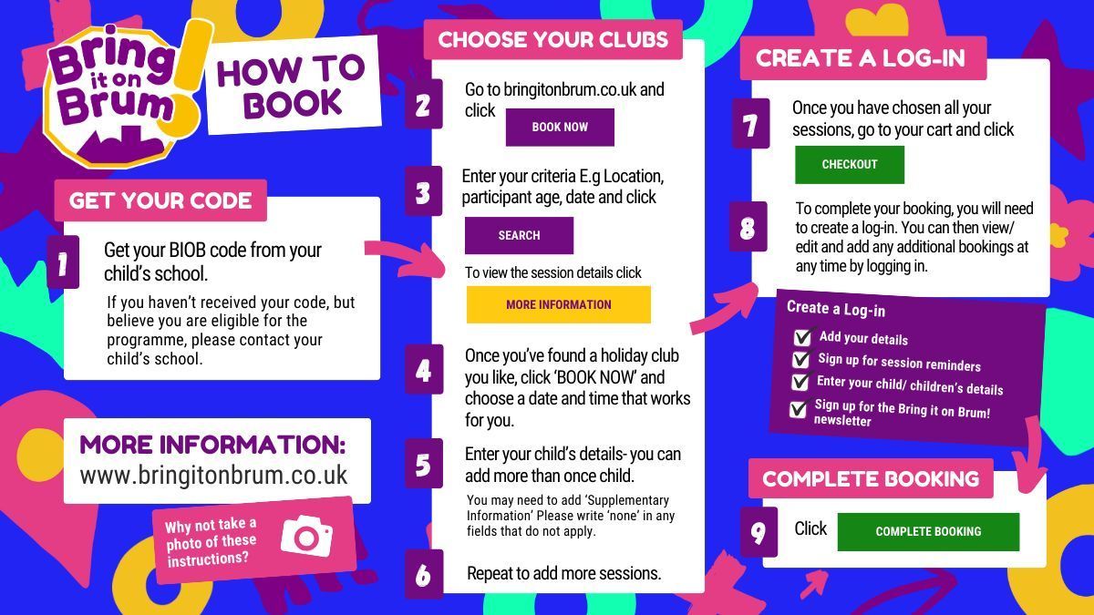 Bookings for our winter holiday programme are now OPEN! 

To book go to buff.ly/3wYJHxa

Reminder: You will need your BIOB code from your child's school to book. If you haven't received your code, please contact your child's school.