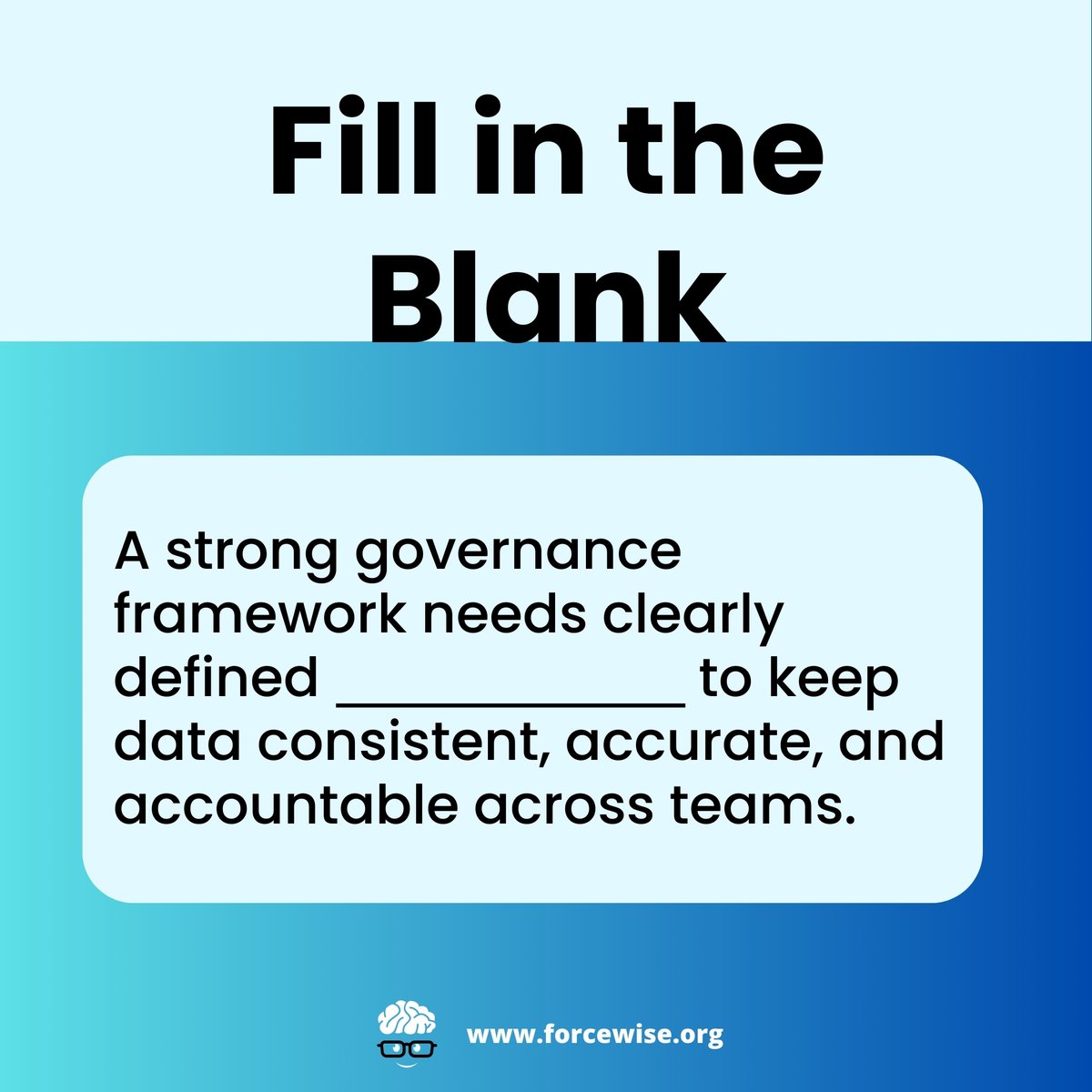 ForceWiseOrg's tweet image. 🌍 OFFICIAL WEBSITE: forcewise.org

A strong governance framework needs clearly defined __________ to keep data consistent, accurate, and accountable across teams.

💬 Drop your answer in the comments!

#DataGovernance #SalesforceDataArchitect #SalesforceCertification