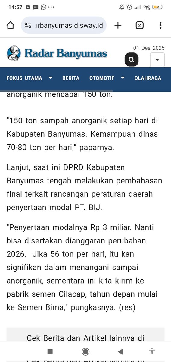 Sitoneizer's tweet image. Tahun 2026 kabupaten Banyumas sudah bisa memproses Sampah menjadi RDF, hibah dana UNCDF