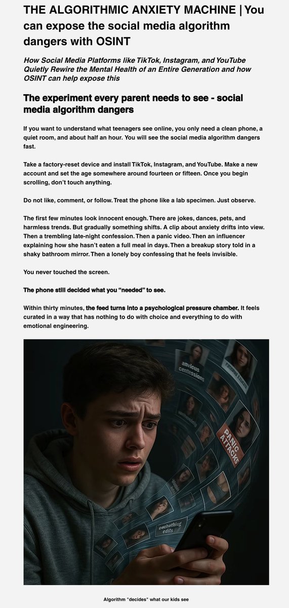 New Blog: This will be my last blog of 2025. And since we are close to the Xmas holidays kids will probably spend hours scrolling on their phones.

If you want to know why teens feel broken, watch a fresh account for thirty minutes. It starts with jokes and ends in panic attacks,