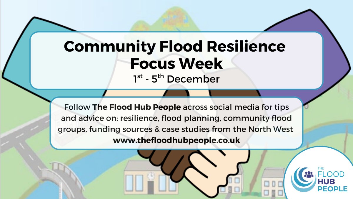 Today is the start of our Community #Flood Resilience Focus Week🤝💧

Here’s what to expect👇

Today - #Community resilience 
Tues - Flood planning 
Wed - Flood groups 
Thurs – Flood group case studies 
Fri - Community #funding &amp; case studies