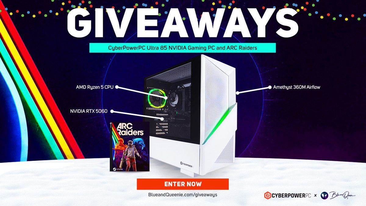 QueenieandBlue's tweet image. 🌟 XMAS PC GIVEAWAY + ARC RAIDERS 🌟

Who needs a PC?! Join our xmas #giveaway for a chance to win an ULTRA gaming PC + ARC Raiders too so you can play on arrival!

🤶 Follow @QueenieandBlue 
🎅 Follow @CyberPowerPC_UK 
🎄 Tag a friend below
🎁 Enter blueandqueenie.com/giveaways &apos;ad