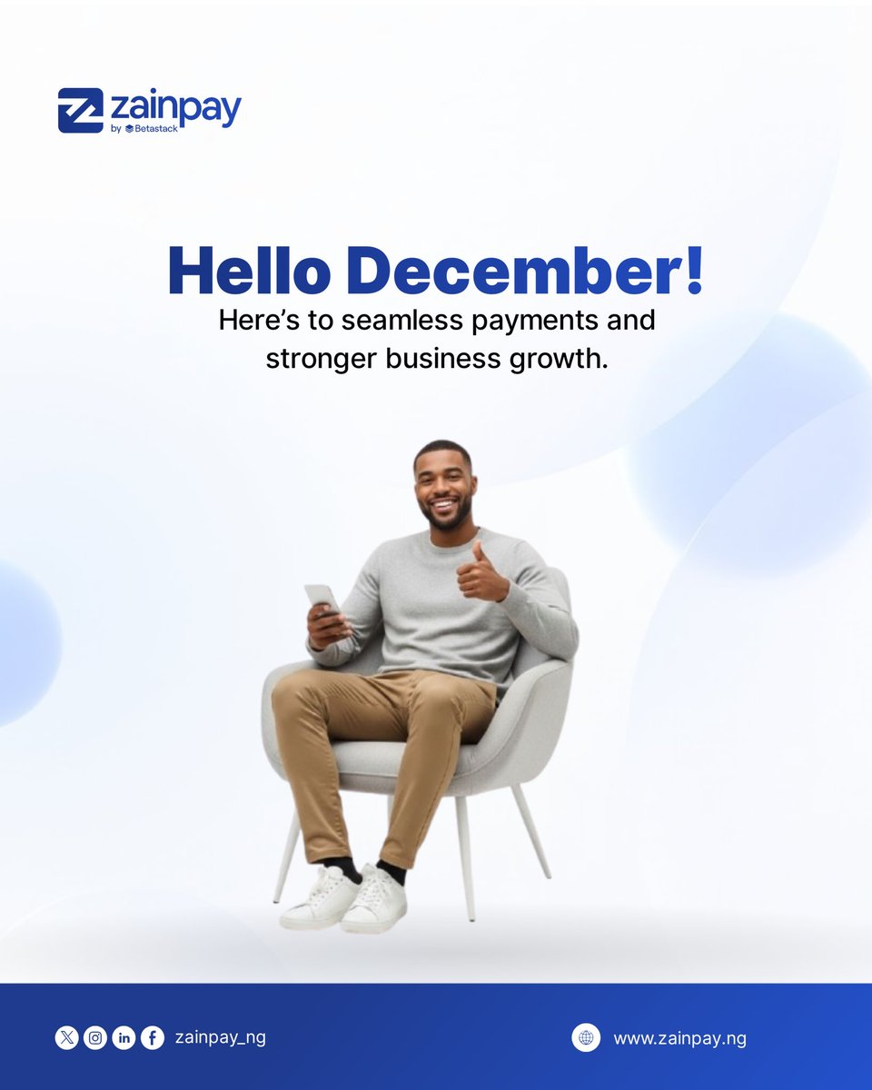 A new month and the final lap of 2025! December is here — let’s help you finish strong with fast, secure, and reliable payments powered by ZainPay.

Here’s to seamless payments and stronger business growth.