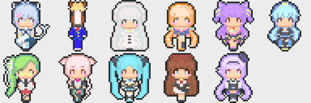 「ドット絵ミニキャラの流れ!?(違う) 昔ゲーム用に色々作ってみたやつの過去絵でご」|かる〜🌹🍋のイラスト