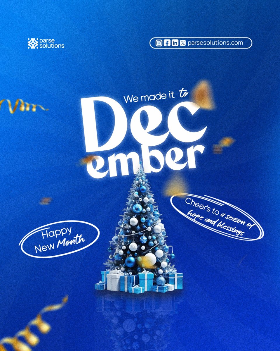 ParseSolutions's tweet image. December is here 🎉

May this new month bring us goodness, Joy, Clarity. 
Wishing you a beautiful and productive month ahead. Happy New Month from Parse Solutions.💙

#parsesolutions #happynewmonth #December