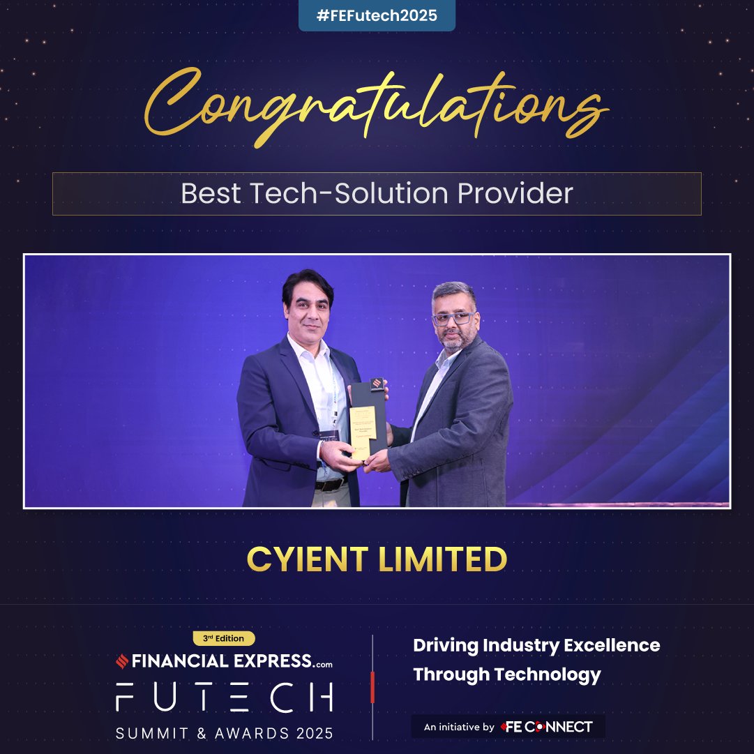 FE_Connect's tweet image. Congratulations to Cyient Limited for winning Gold in Best Tech-Solution Provider at the FE FuTech Awards 2025 —honoured for a future-ready tech solution that solved real business challenges.

#FEFutechAwards2025 #FEConnect #FEB2B #FEEvents