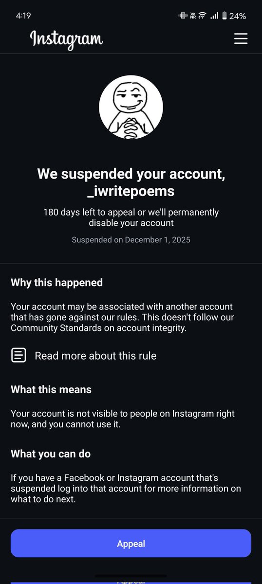 _someonefr's tweet image. a person had messaged me on telegram, selling child p*rn. i uploaded it on my instagram story, complaining that telegram has no report option. and now, my account which i had uploaded it on is disabled and my alt account where i uploaded my poems is also suspended @instagram