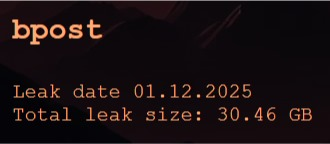 FalconFeedsio's tweet image. 📢 Ransomware Alert: 🇧🇪

Bpost (bpost.be), a Belgium-based Transportation &amp;amp; Logistics Firm, has reportedly fallen victim to TridentLocker Ransomware group.

🔍 Key Details:

🛡 Threat Actor: TridentLocker
📅 Reported on: December 1, 2025
⚠ Data Compromised: 30.46…