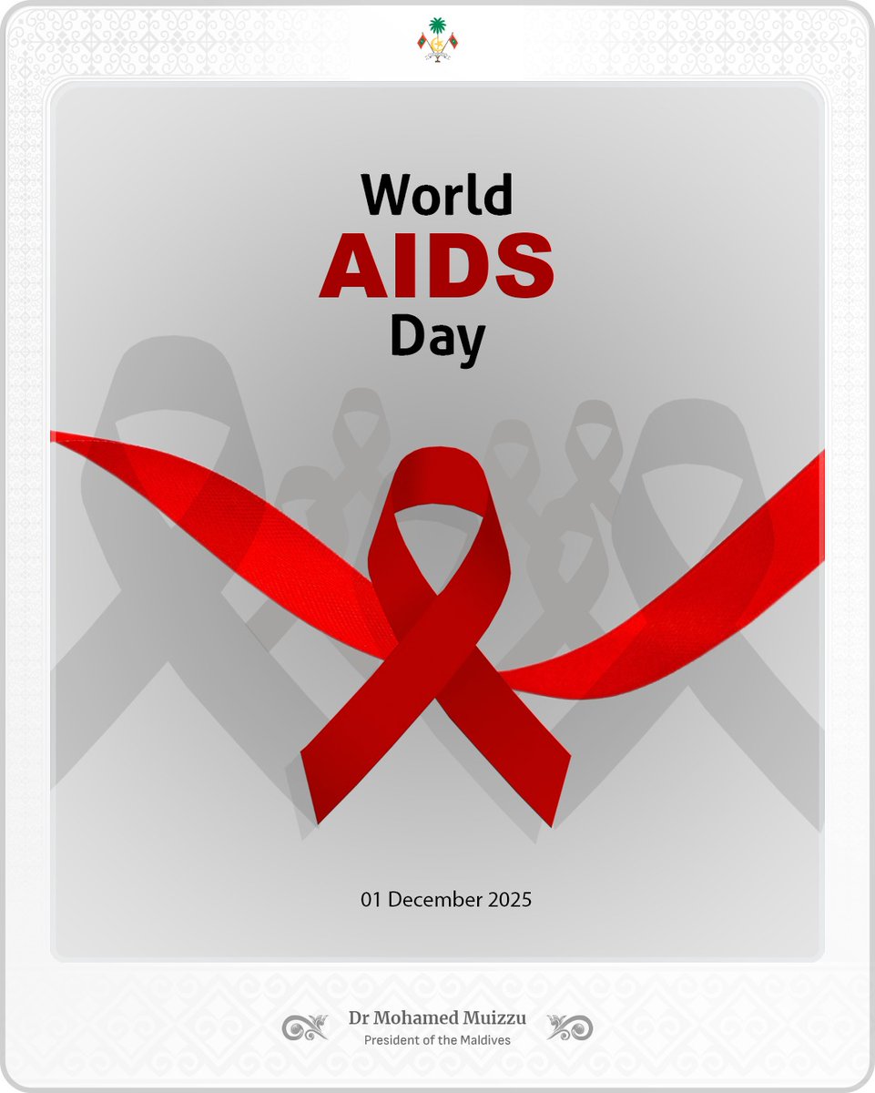 MMuizzu's tweet image. On World #AIDS Day, under the theme “Overcoming Disruption, Transforming the AIDS Response,” we reaffirm that ending AIDS is a shared global responsibility. 

This year, Maldives became the first country in the world to achieve WHO’s “Triple Elimination”—ending mother-to-child…