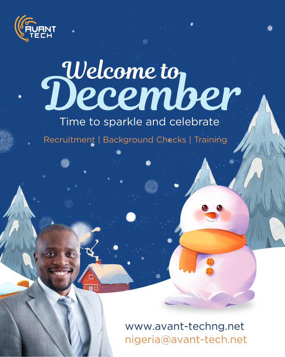 AvantTechNg's tweet photo. Welcome to December 😃😃😃😃.

As your begging to close your books for the year, remember your trusted recruiters.

We are here for you. Hire right in 2026.

#avanttech 

https://t.co/znGaG0TLcp https://t.co/9eArMbqusD
