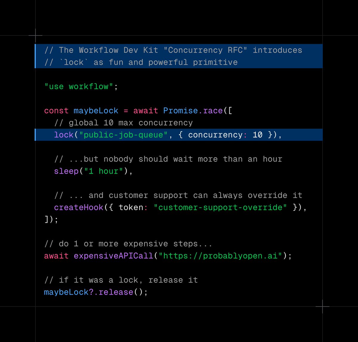 pranaygp's tweet image. I can&apos;t wait to ship the concurrency RFC we&apos;ve got cooking over on &quot;𝚞𝚜𝚎 𝚠𝚘𝚛𝚔𝚏𝚕𝚘𝚠&quot; 😍

This API is so simple and composable and I&apos;ve been having a ton of fun with it

github.com/vercel/workflo…