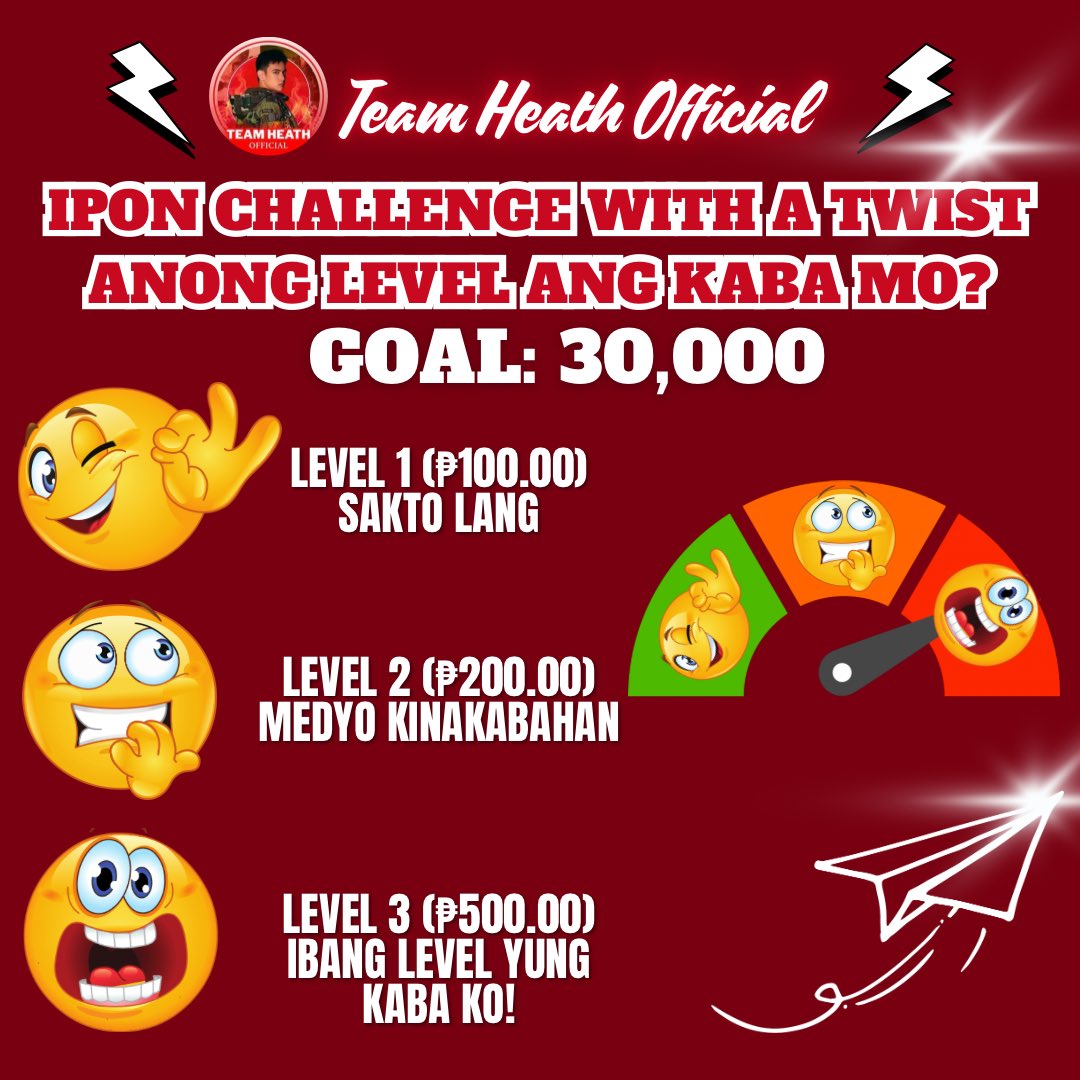 TeamHeathOfc's tweet image. Hello, HEATHMAKERS!❤️

Team Heath Official launches another IPON CHALLENGE in preparation for Heath’s future nomination but this time, there’s a TWIST!

GOAL:₱30,000.00

Anong level ang kaba mo? 
Anong level ang kaba mo sa nalalapit na nomination night para kay Heath?

Maki-ipon…