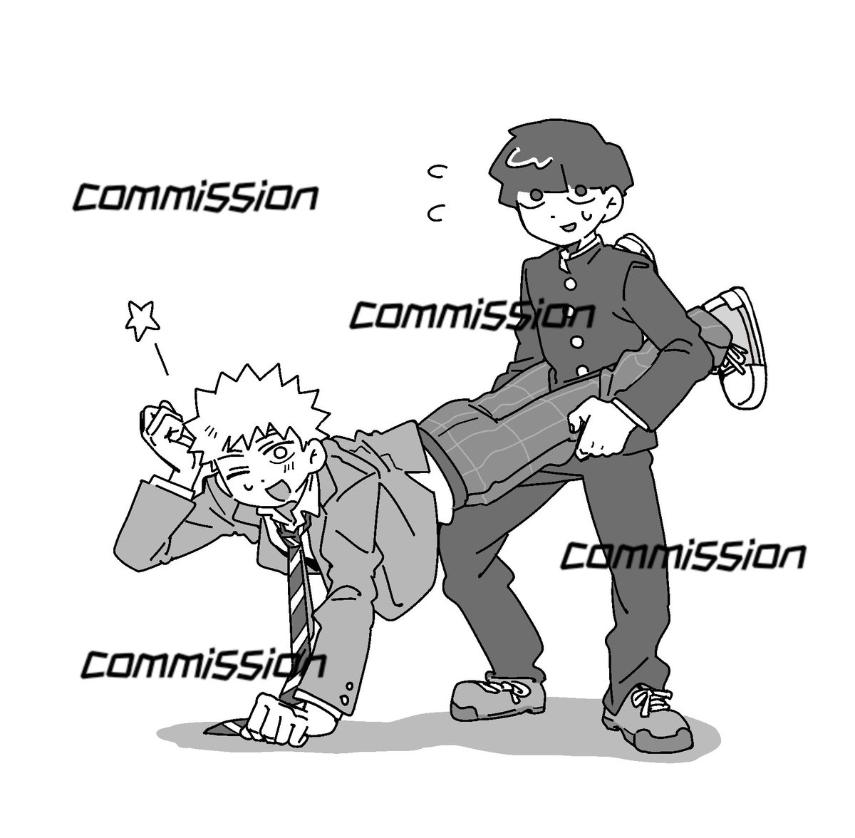 是朋友指定动作的约稿，画得很开心☺️😋💕  #mobteru