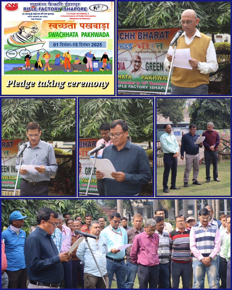 PRORFI's tweet photo. #SwachhataPakhwada2025 
At the outset, #SwachhataPledge was administered trilingually by the CGM/RFI &amp; General Managers to Officers, staffs &amp; representatives of workmen followed with a mini rally within premises to draw awareness of everyone towards the programme.
@connectaweil https://t.co/K3pjfQZTjr