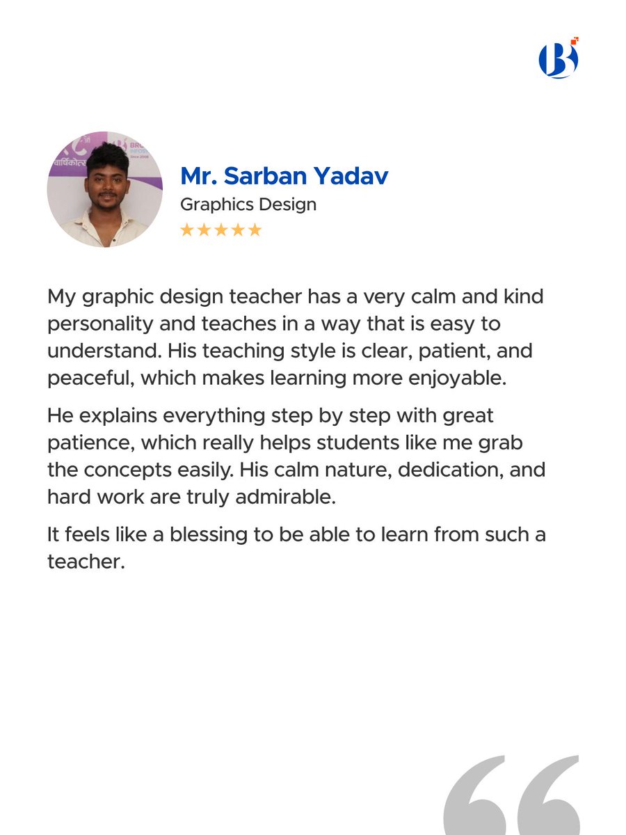 broadwayinfosys's tweet image. Hear what our students have to say about their transformative learning journey at Broadway Infosys - where dreams meet skills.
For further insights and to hear more success stories, visit the link for more information: buff.ly/Ti4NkmX 

#StudentTestimonial