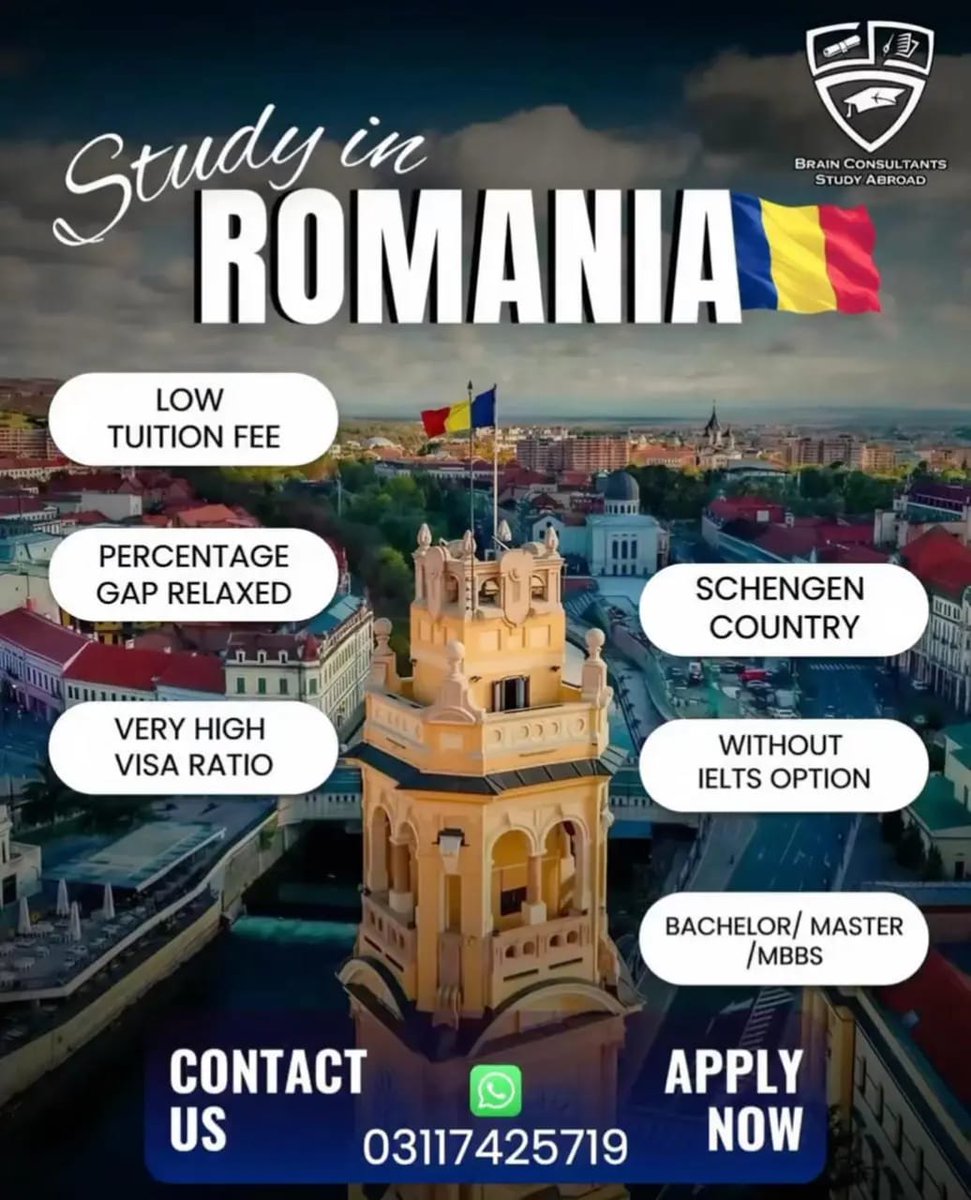 brainedu9's tweet photo. Advance your academic journey in Romania — a leading European destination offering quality education, affordable tuition, and a smooth admission pathway. 
#StudyInRomania #RomaniaAdmissions #EuropeEducation #SchengenStudy #AffordableTuition #MBBSInEurope #MastersAbroad https://t.co/tCKg9DwbX2