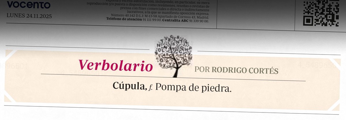 Verbolario's tweet image. «Cúpula»; 24/nov/2025: voz n° MMMDCCXLVII @rodrigocortes