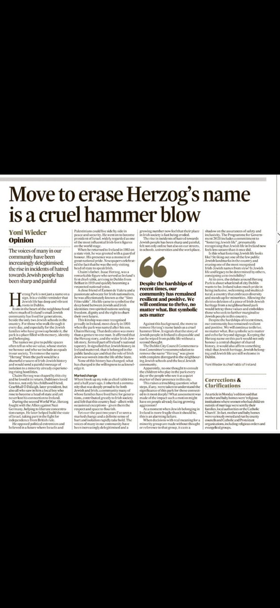 Sport4Palestine's tweet image. Today&apos;s Irish Times with Rename Herzog Park on front page story, editorial, opinion page, and a veritable slew of letters. PILE-ON! @IrishTimes hundreds of journalist killed by Israeli Occupation Forces (IOF) just like Chaim Herzog who served in the IOF,  and you cannot find it…