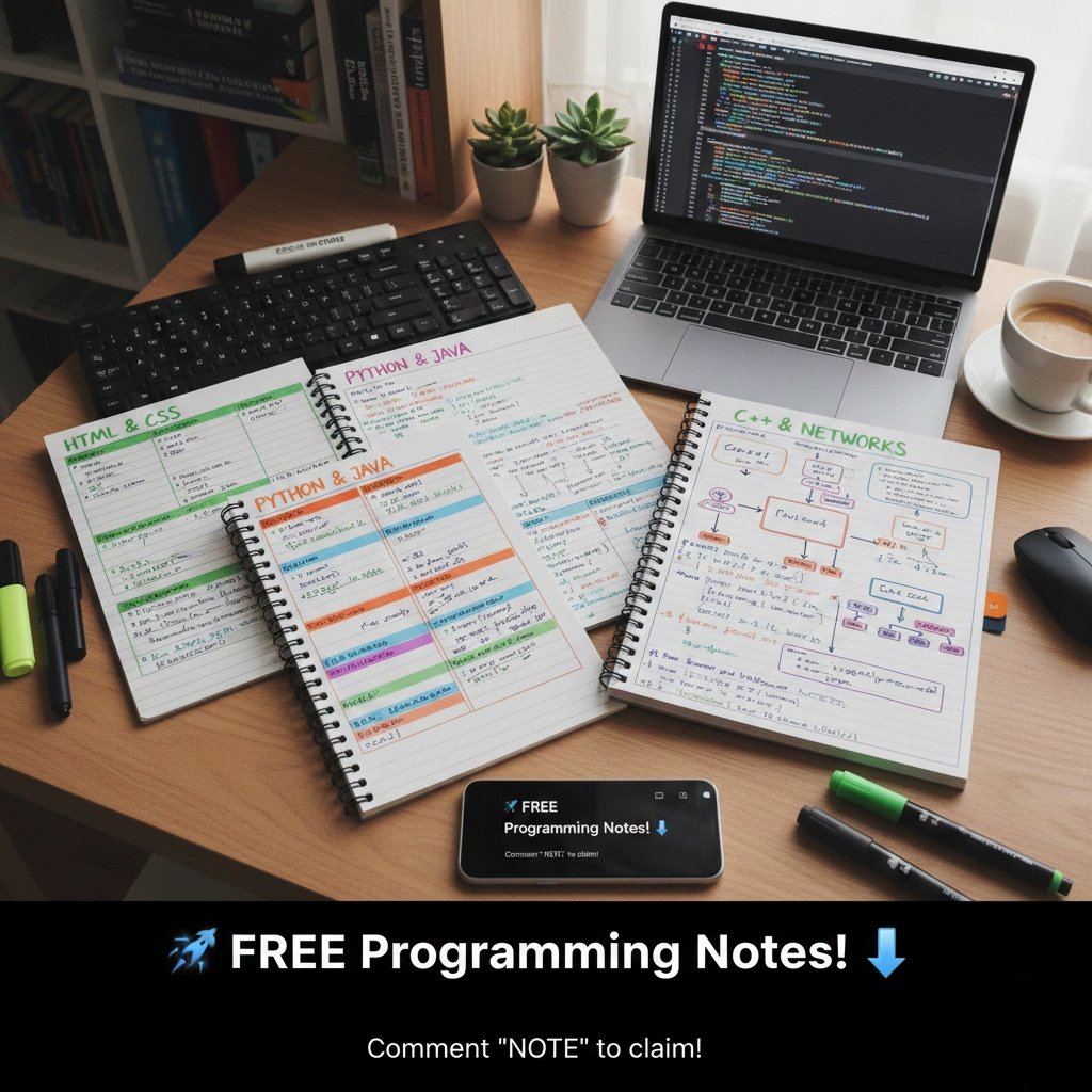 zakiraicoder's tweet image. 🚀 FREE Programming Notes =Beginner-Friendly!

I’ve compiled the most useful handwritten, color-coded notes

You’ll get notes on:

HTML, CSS

Python, Java, C++

Computer Networks &amp;amp; more

No spam. Just pure value

Want them? 👇
1️⃣ Repost 
2️⃣ Like 
3️⃣ Comment “NOTE”
4️⃣ Follow Me