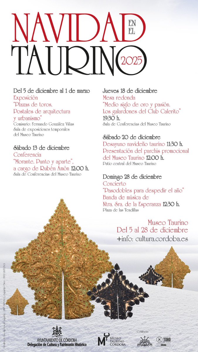 🎄La tauromaquia también vuelve a casa por Navidad. 

Nueva edición del ciclo “Navidad en el Taurino” organizado por <a href="/cultura_cordoba/">Cultura Córdoba</a> y <a href="/ftorodelidia/">Fundación Toro Lidia</a> en Córdoba.