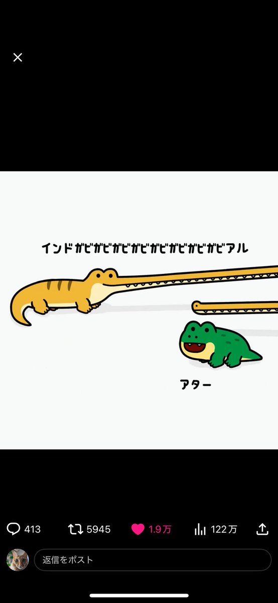 1回目と2回目。インドガビアルを知らないのでインドガビアルで合ってるのかわからないけれどアリゲーターが合ってるので合っているのでしょう…2回目ひどい。喰われそ。