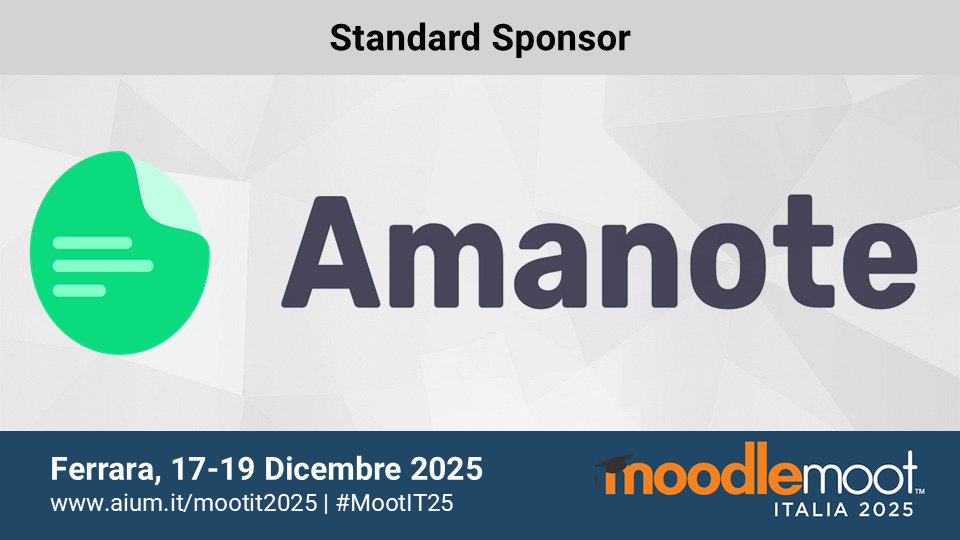 Amanote permette agli studenti di essere più efficienti, rapidi e coinvolti grazie a un nuovo modo di prendere appunti.

Quest'anno è Standard Sponsor di #MootIT25, a Ferrara sarà possibile visitare il loro stand e avere una consulenza personalizzata.

eventi.aium.it/event/8/page/3…