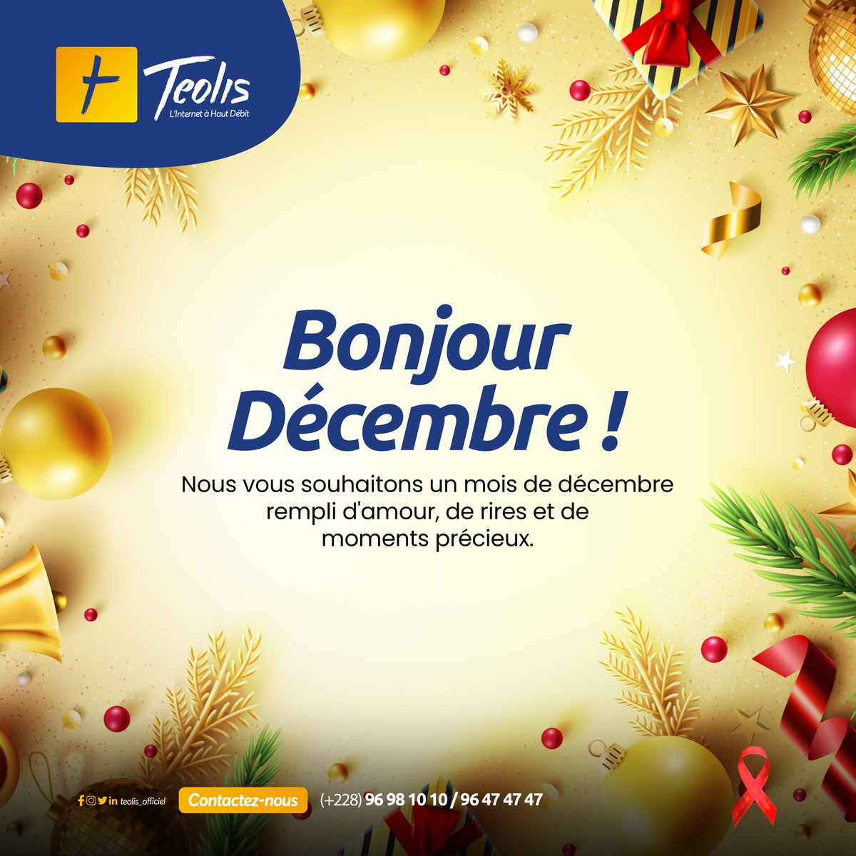 TEOLIS_Officiel's tweet image. ✨ Hello December ✨ 
Place à la magie, à la douceur et aux bonnes vibes. 
 
🎁 Souriez, décorez, partagez… et restez #connectés avec Teolis !   

#Teolis #Internet #Wifi #Décembre2025 #BonneSemaine #TgTwittos