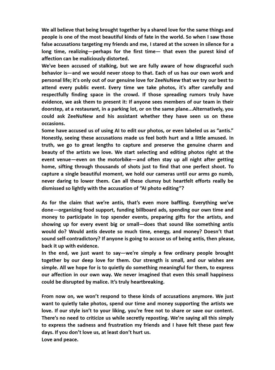 SiderealTimeZNN's tweet image. We all believe that being brought together by a shared love for the same things and people is one of the most beautiful kinds of fate in the world. So when I saw those false accusations targeting my friends and me, I stared at the screen in silence for a long time,…