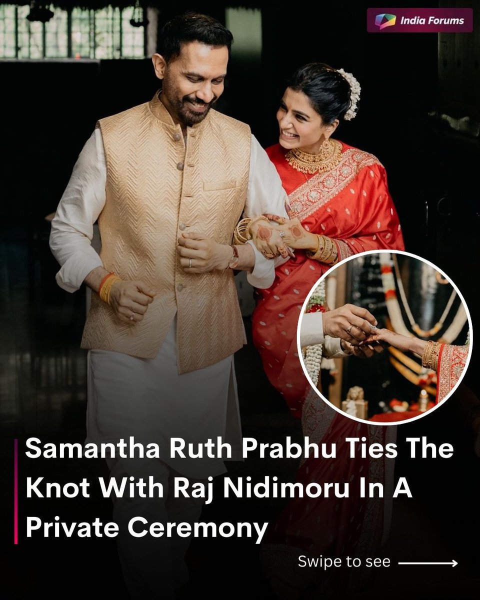 indiaforums's tweet image. It’s official 😍Samantha Ruth Prabhu ties the knot with Raj Nidimoru in an intimate, private ceremony . Wishing the couple a lifetime of happiness ❤️😍
.
.
.
#IndiaForums #SamanthaRuthPrabhu #RajNidimoru #SamanthaRuthPrabhuwedding, #RajNidimorumarriage, #RajNidimoruwedding…