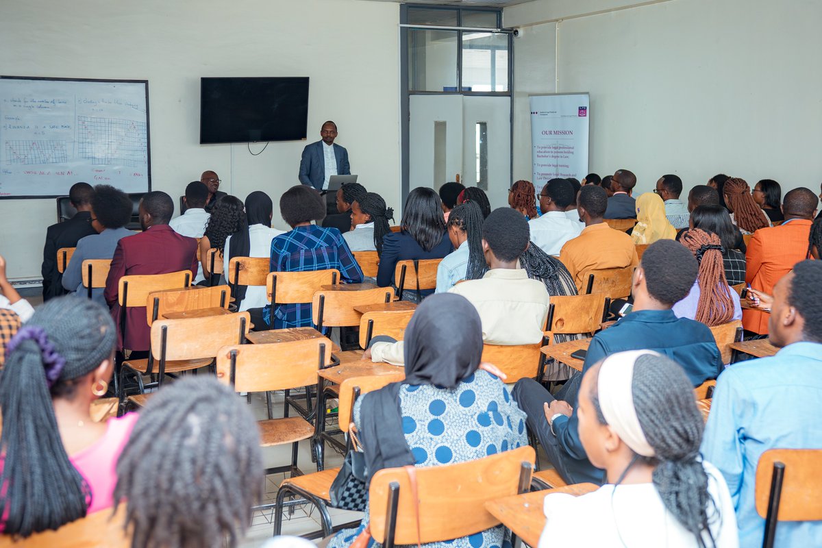 LegalPracticeRW's tweet photo. @MountKigaliUni #ILPD urges law students to go beyond classroom theory and tackle real societal challenges. During a talk at @MountKigaliUni, Rector @MuyobokeAime called on students to link legal knowledge with community needs and help citizens lacking access to legal services. #LegalEducation https://t.co/fP1OdJ7hsC