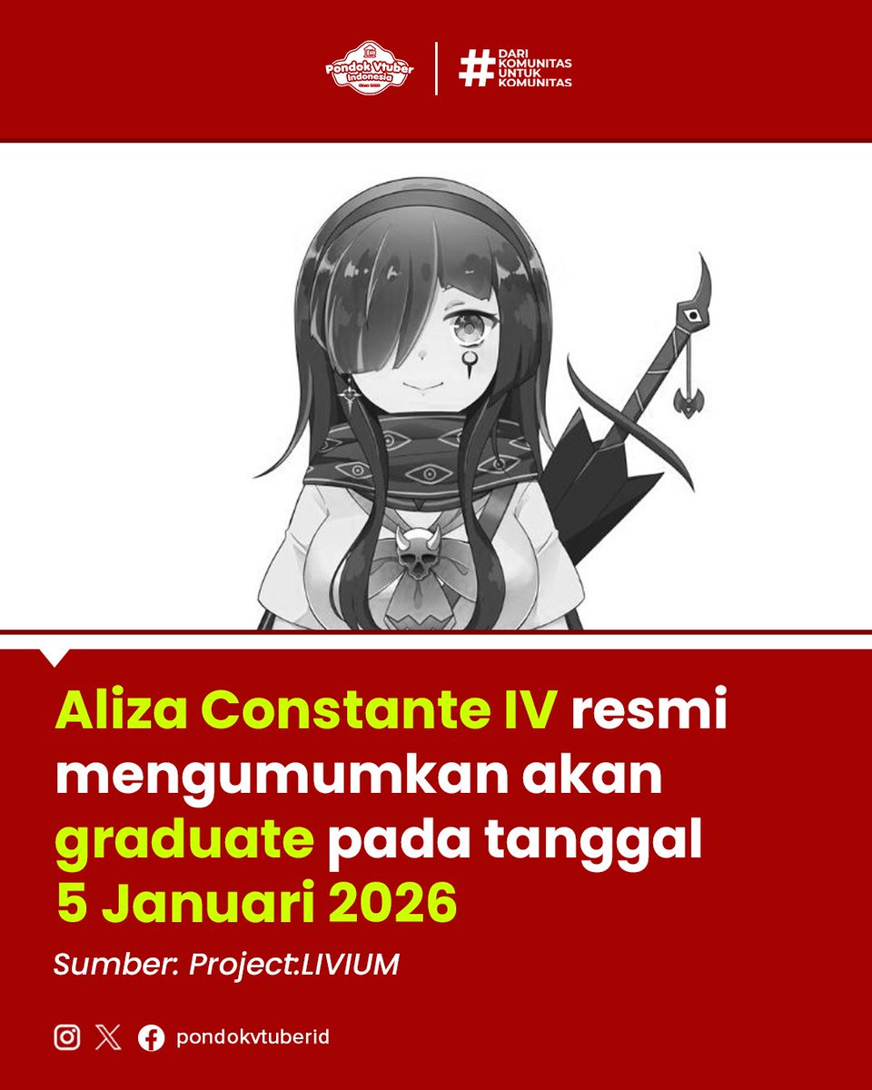 pondokvtuberid's tweet photo. KABAR VIRTUAL KALI INI!
Aliza Constante IV resmi mengumumkan akan graduate pada tanggal 5 Januari 2026

(1/7) NEXT->
#vtuber #vtuberid #ProjectLIVIUM #AlizaConstanteIV #graduation https://t.co/B6mx8VFkFy