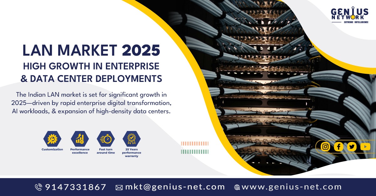 Gennet013's tweet image. India’s LAN market is accelerating in 2025 with AI, cloud, and data center growth.
Genius Network delivers fast, reliable structured cabling for enterprise &amp;amp; DC infrastructure.
🌐 genius-net.com 

#GeniusNetwork #LANMarket2025 #StructuredCabling #NetworkInfrastructure