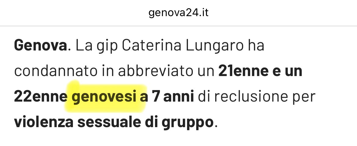 Articolo Genova24 con evidenziazione
