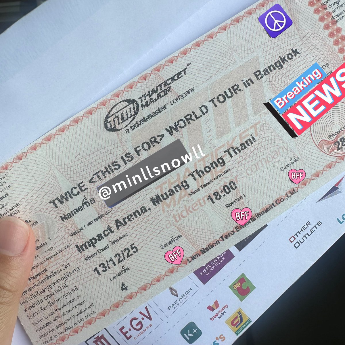 MinllSnowll's tweet photo. WTS บัตร 2800 วันเสาร์ 1ใบค่ะ

-โซน L แถว T-02 ปล่อย 3,300
-นัดรับ bts mrt วันเสาร์นี้/10ธค
-เขียนใบมอบอำนาจให้ค่ะ

ขายเพราะย้ายลงบัตรหลุมค่ะ 😂
#THISISFORBKK #ทไว้360องศา 
#TWICE_THISISFOR_WORLD_TOUR_BANGKOK #ตลาดนัดทไวซ์ https://t.co/yjHayWijFA