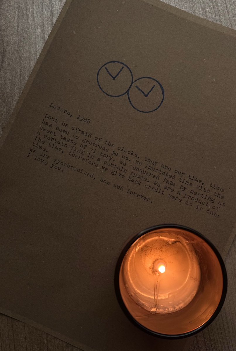 “untitled” (perfect lovers) created by Felix Gonzalez-Torres

we are synchronized, now and forever.