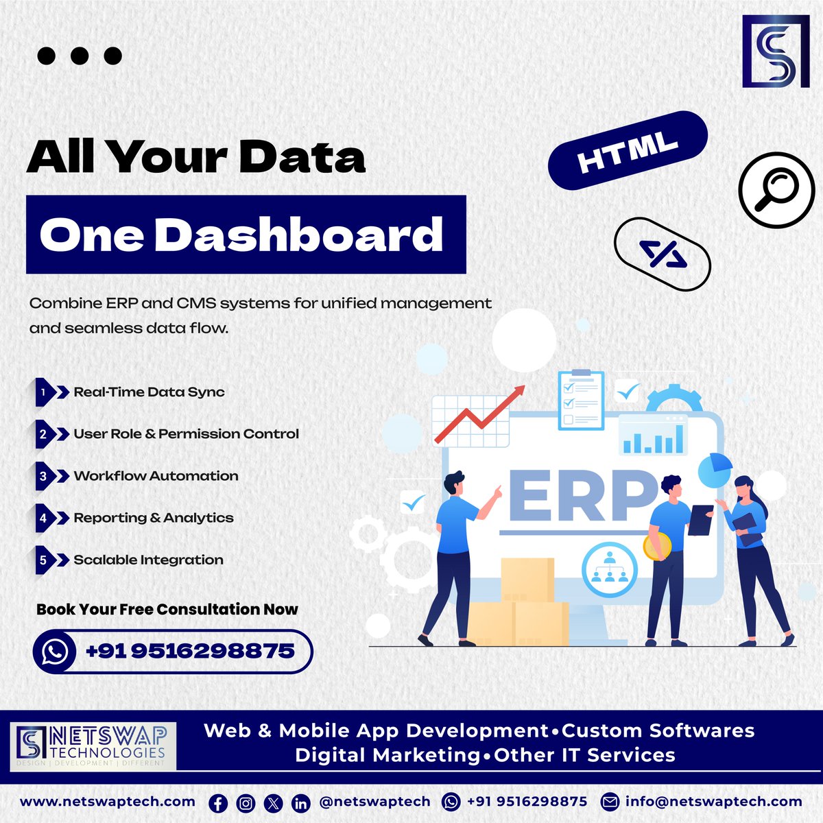 netswaptech's tweet image. Unify your ERP &amp;amp; CMS with real-time sync, automation &amp;amp; smart analytics.  
DM to build your custom integration.  
#ERPIntegration #Automation #DataSync #NetSwapTechnologies