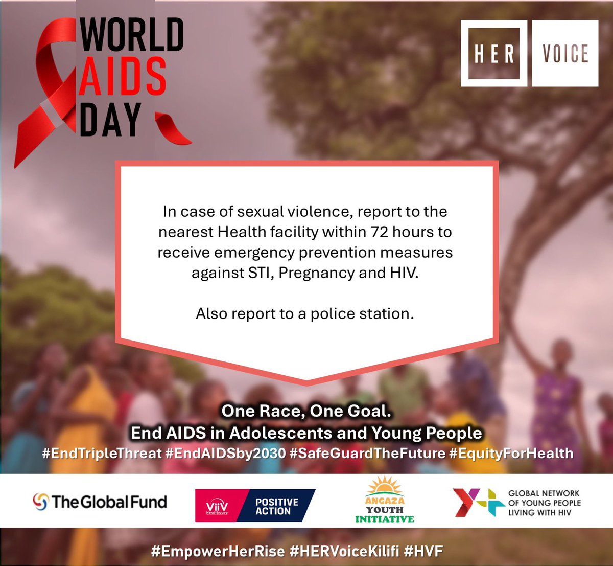 lucas_kalama's tweet photo. In case of sextual violence ,report to the nearest Health facility within 72hours to receive emergency prevention measures against STI ,pregnancy and HIV 
Also report to a police station 

#EmpowerHerRise #HERVoiceKilifi #WorldAIDSDayKilifi #HVF https://t.co/GhBIa9MgtB