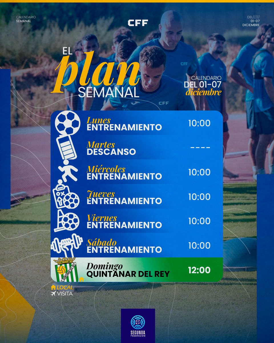 Semana de trabajo con buenas sensaciones tras la victoria en casa 💪⚽️ Esta semana volvemos a jugar en casa y queremos repetir.
¡Vamos a por más! 🔥🏟️