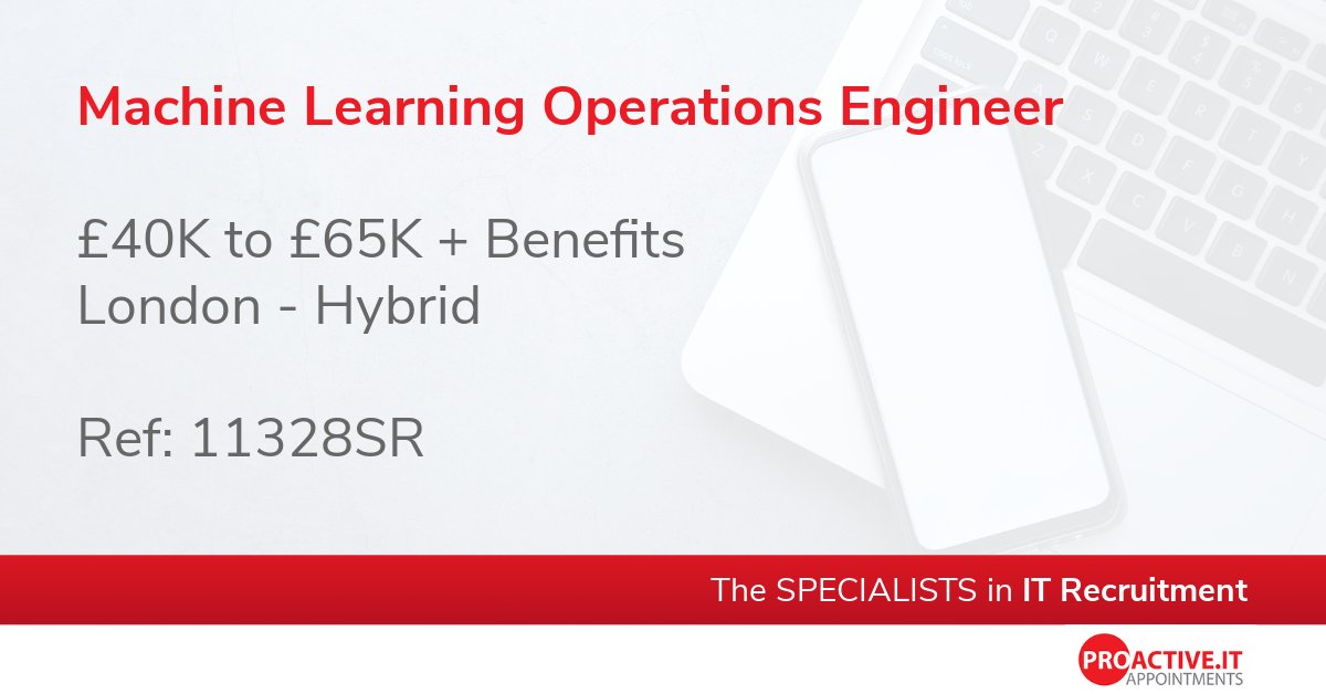 ProactiveIT_UK's tweet image. Our financial services client based in London is looking to recruit a Machine Learning Operations Engineer ASAP.
proactive.it/job/machine-le…
#AzureML #Python #Utilize #MLOps #SQL