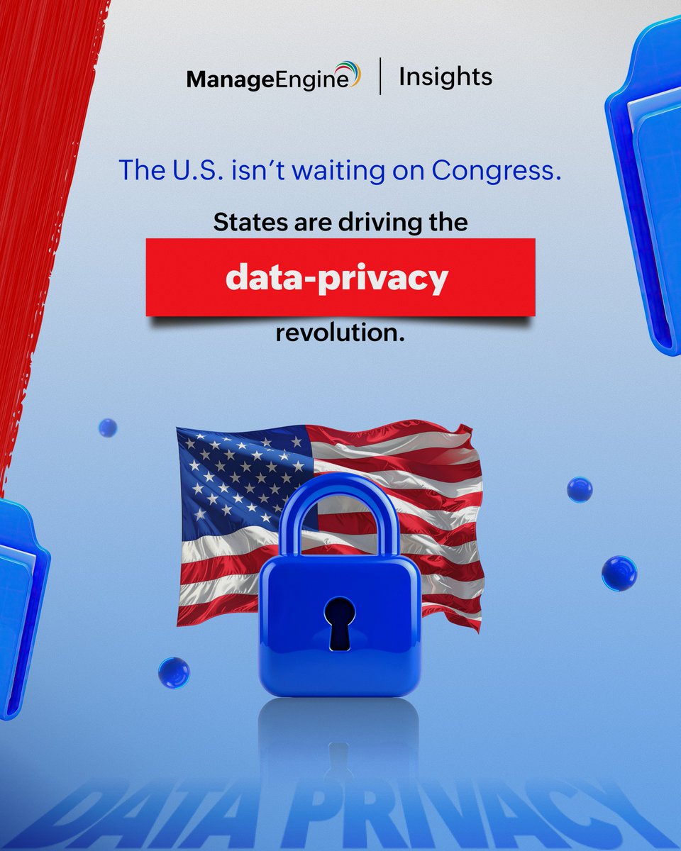 manageengine's tweet image. Across the United States, states are pushing forward with their own privacy laws, tightening protections, and stepping in where federal action has stalled.
The center of gravity for U.S. data privacy has officially shifted. 

zurl.co/ZQasQ