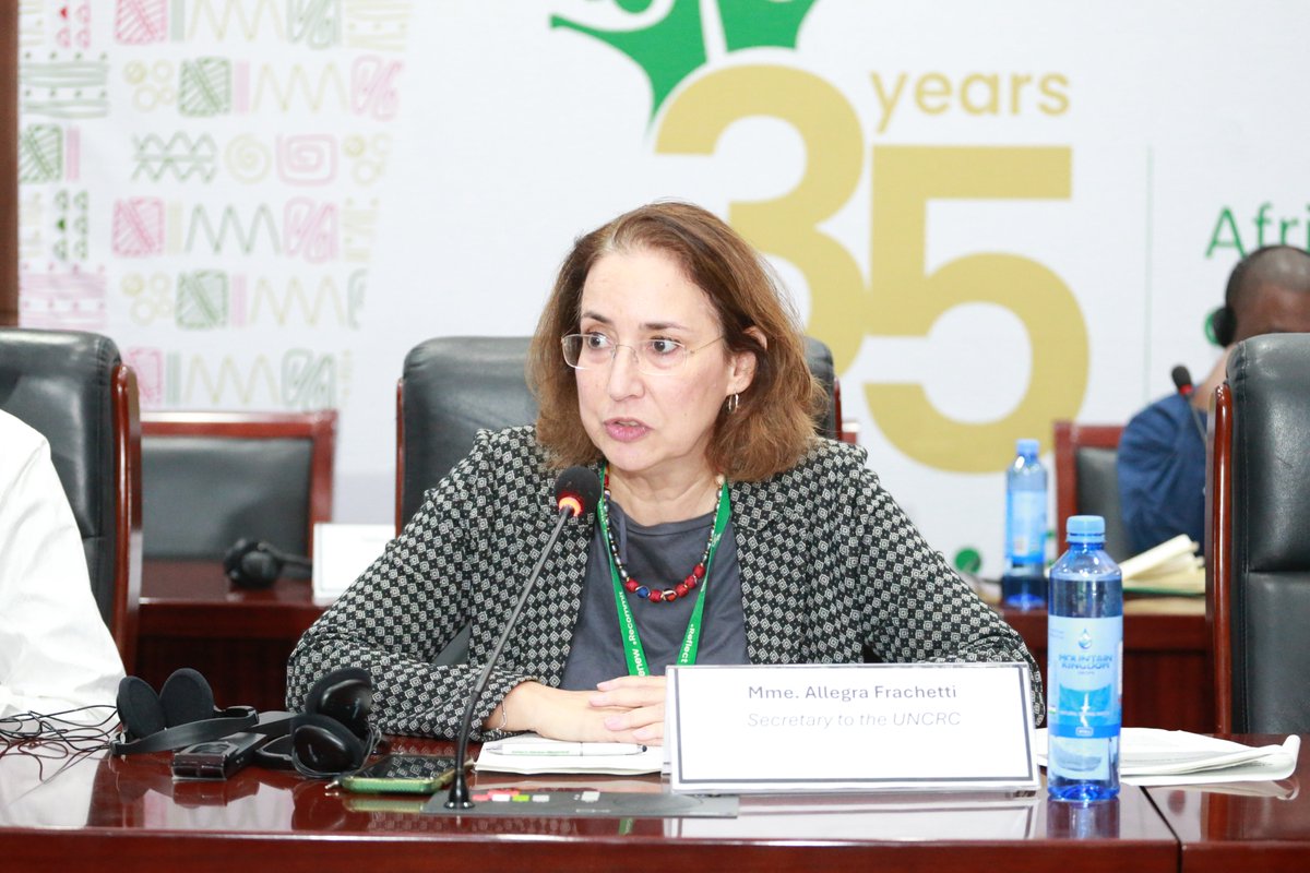 acerwc's tweet image. Mrs. Allegra Franchetti, Secretary to the UNCRC, outlined key challenges in State Party reporting and praised African States for their strong reporting record. She also highlighted opportunities for deeper collaboration between the ACERWC and the UNCRC under their MoU.

#ACERWC35
