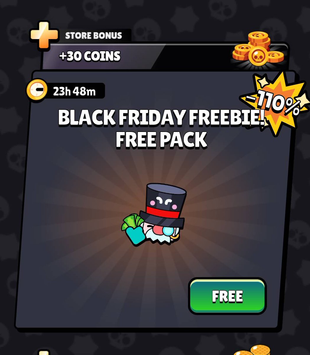 BrawlStarsBTLN's tweet photo. ANOTHER BLACK FRIDAY FREEBIE 🎁 

Claim your FREE Pin from Supercell Store 🛍️ 

We're currently at 58% for Fisherman Buzz Skin goal. Keep claiming the freebies! 🔥

#BrawlStars #StrangerThings