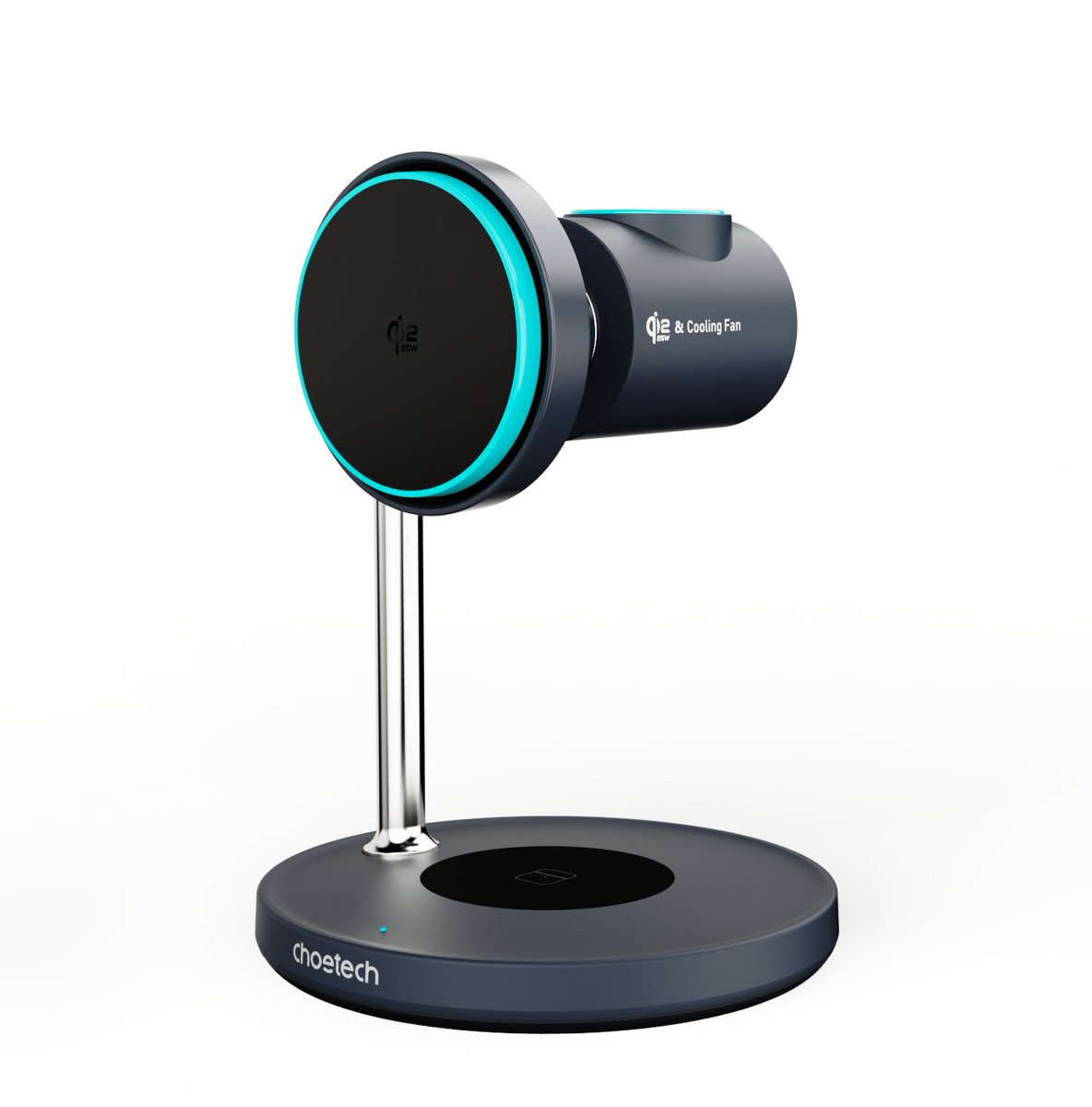 CHOETECH's tweet photo. Charge, Display &amp; Stand in One ⚡📱💨
Your all-in-one magnetic charging setup.

✅ 25W Fast Charging with Qi2.2 certification
✅ Built-in cooling fan for longer battery life
✅ Compatible with Apple &amp; Samsung Watches

✨ Keep your desk clean. Charge smarter. #MagneticCharger https://t.co/FjV9uV1WkO