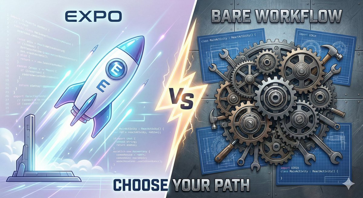 Nehe0901's tweet image. 🛠️ Bare Workflow:
​Full control.
​Custom Native Code.
​Harder setup.
​Best for: Complex native integrations.
​My advice? Start with Expo. Eject only if you have to.
​#ReactNative #MobileDev #Coding #December1st