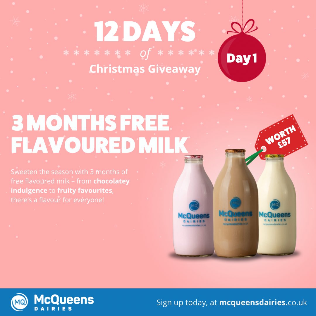 ✨12 days of Christmas competition✨

🎅Day 1 - 3 Months Free Flavoured Milk
(To win, your address must be within our delivery areas)

HOW TO ENTER: 
🎁FOLLOW @dairiesmcqueens
🎁LIKE AND RETWEET
🎁TAG A FRIEND

🎉EXTRA ENTRIES are also available on our Facebook and Instagram.