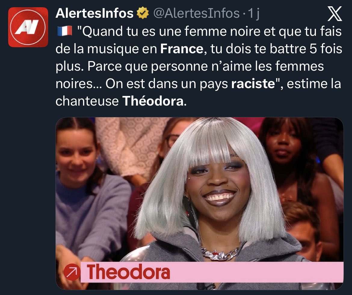 JanisEnsucre's tweet image. Alors que le problème c’est ni d’être noire, ni d’être une femme. 

Le problème c’est de vouloir percer dans le milieu de la musique… sans proposer de musique. 🥴