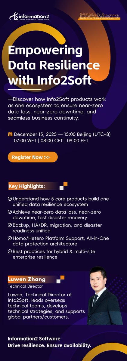 info2soft's tweet image. ⏳ 14 Days to Go!

🌐 Ready to strengthen your enterprise’s data resilience?
📅 December 15, 2025 — 15:00 Beijing (UTC+8)
👉 Reserve your seat now 
🔗 info2soft.com/webinars

#Info2soft #DataResilience #Webinar #DataProtection #CyberSecurity #BusinessContinuity