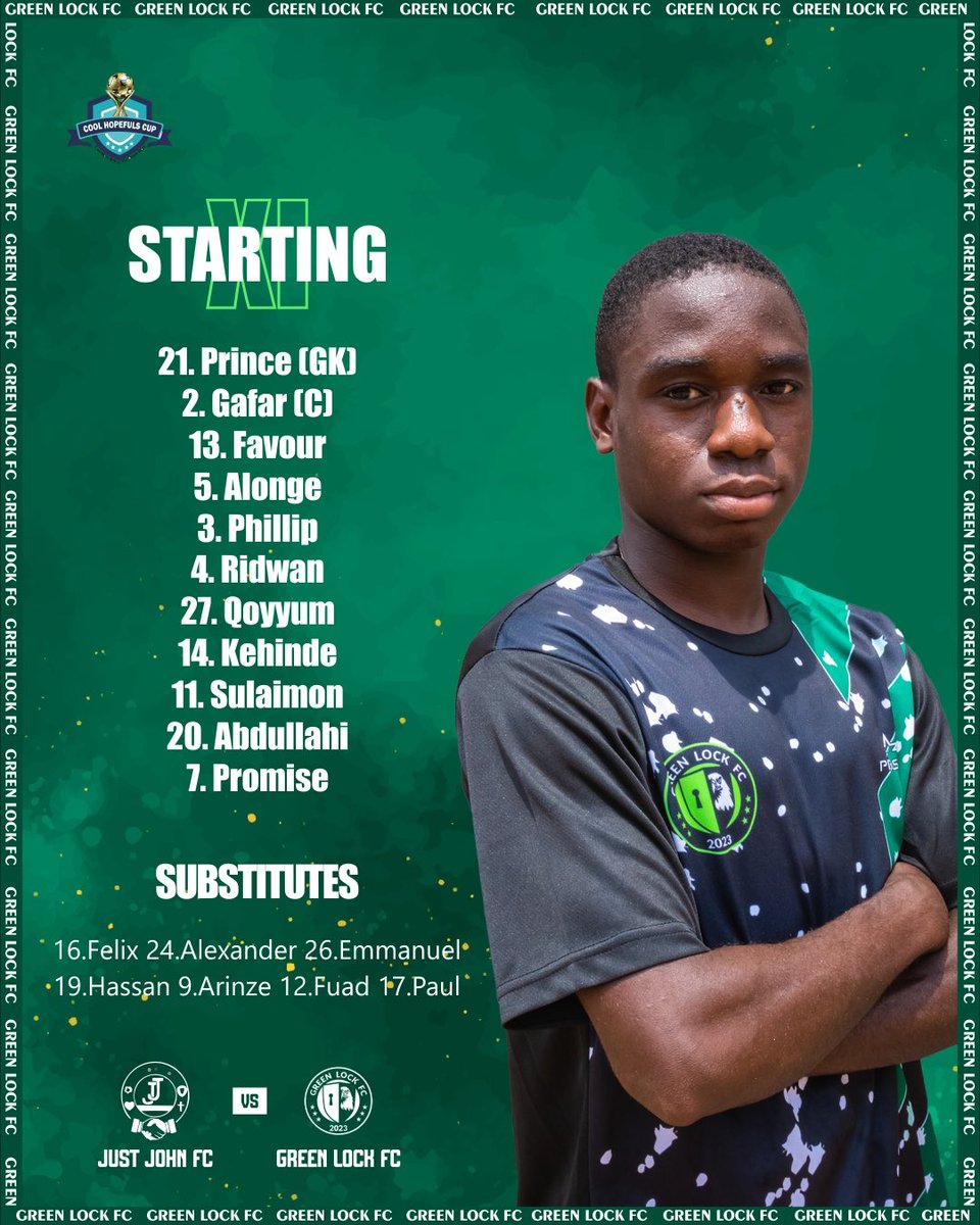 GreenLockFC's tweet image. STARTING XI📝
