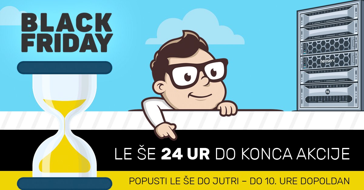 neoserv's tweet image. 🖤 Black Friday akcija pri NEOSERV traja le še do jutri – do 10. ure dopoldan.

Če potrebuješ nov ali zmogljivejši paket gostovanja, imaš zdaj zadnjo priložnost, da ujameš akcijske cene. 🔥

Ne zamudi te super ponudbe! ⏳

🖤 neoserv.si